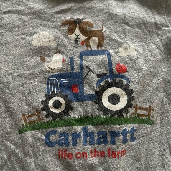 Carhartt Baby Bodysuit 24M Gray Tractor Farm Graphic One-Piece Short Sleeve - Picture 5 of 5